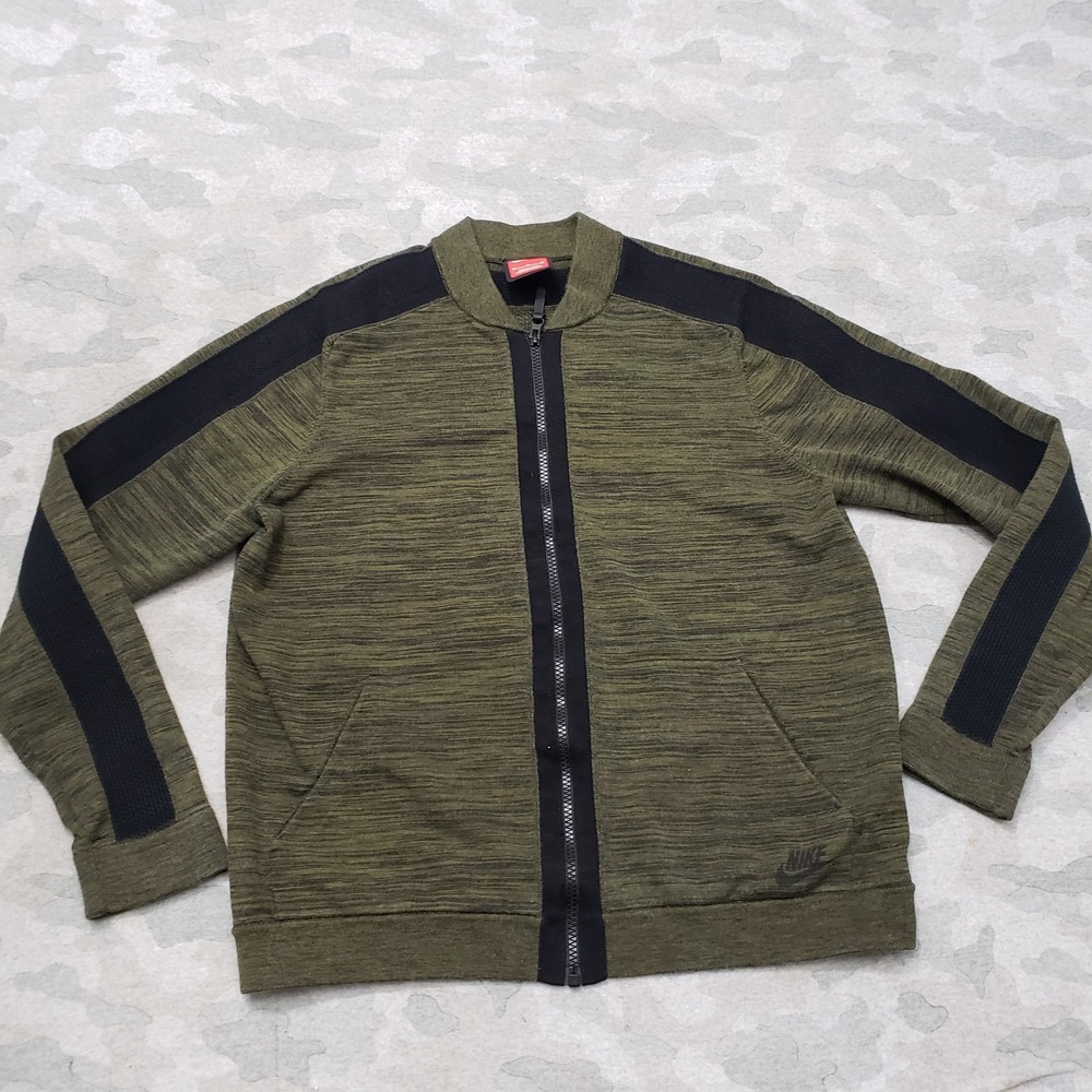 Nike Jacket Womens Medium Green Full‎ Zip Pockets Long Sleeve Sportswear